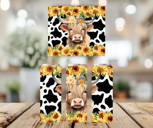 20oz Tumbler - Cow and Sunflower