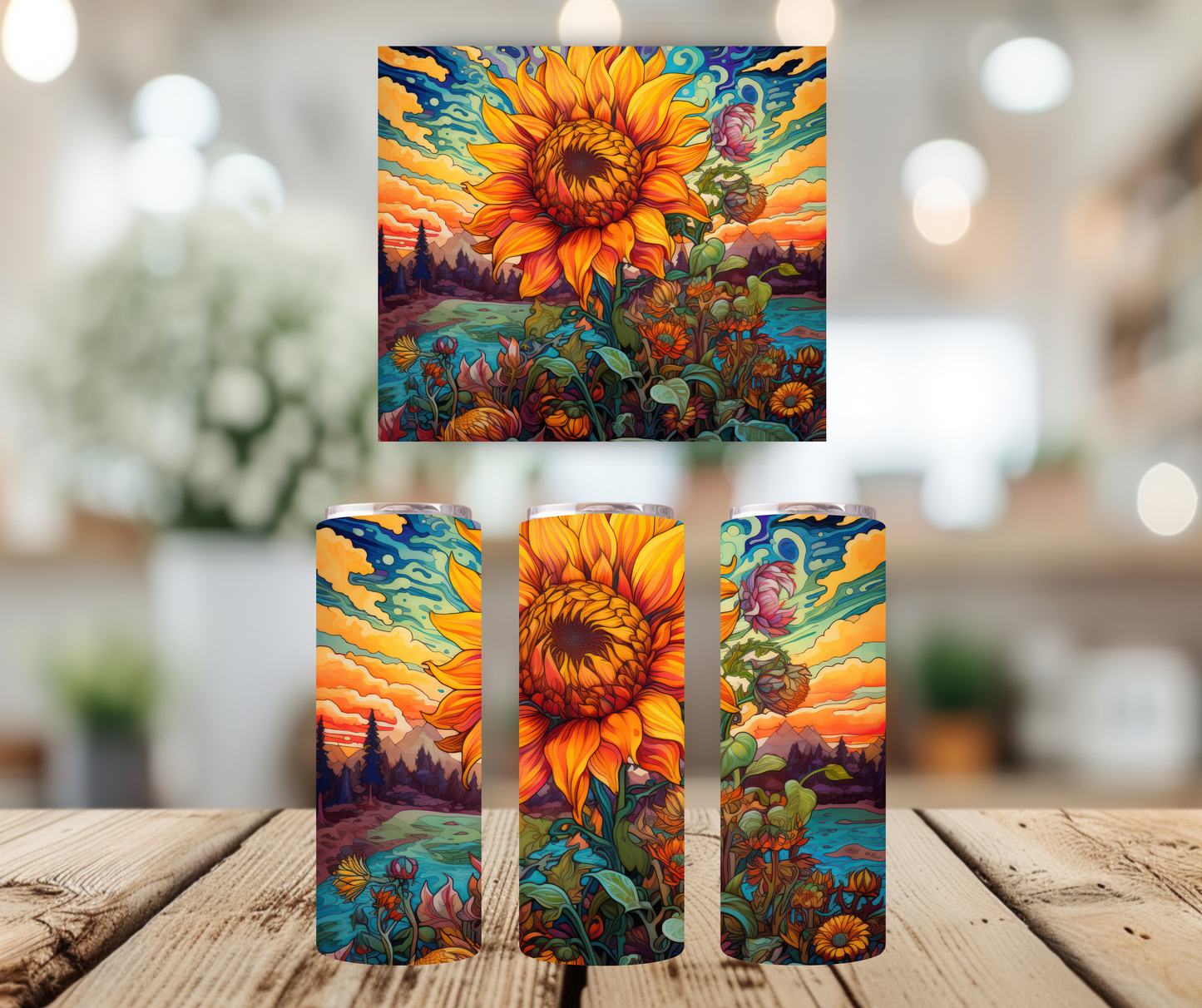 20oz Tumbler - Psychedelic Sunflower