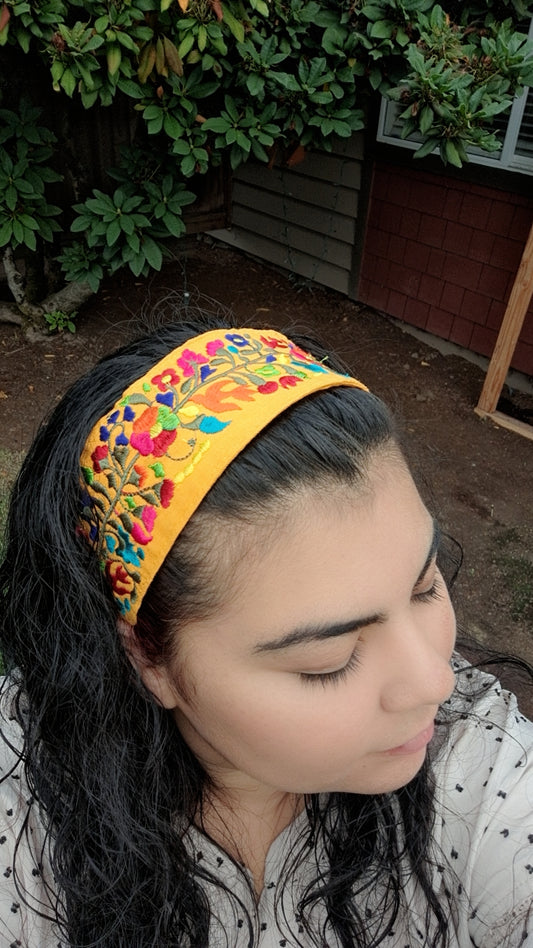 Yellow Embroidered Headband